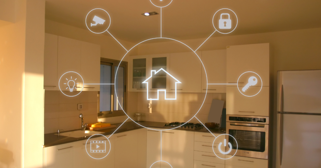 Smart Kitchen Tech: A modern kitchen setup integrating smart appliances and innovative tools alongside traditional kitchen utensils, enhancing cooking efficiency and precision.